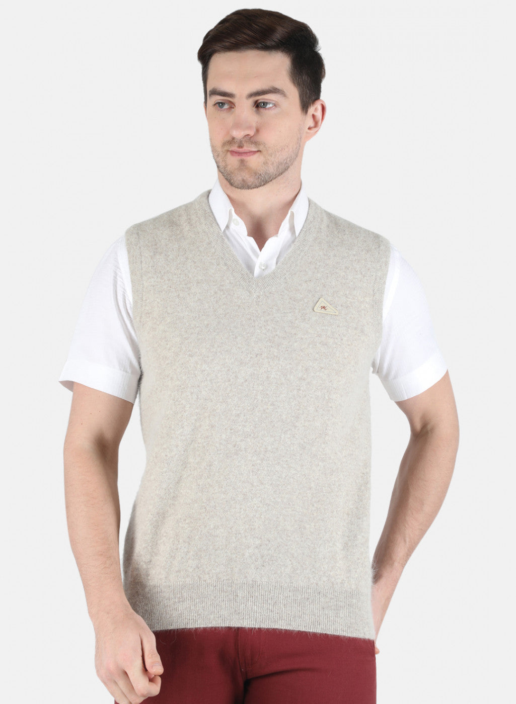 Men Khaki Solid Sweater
