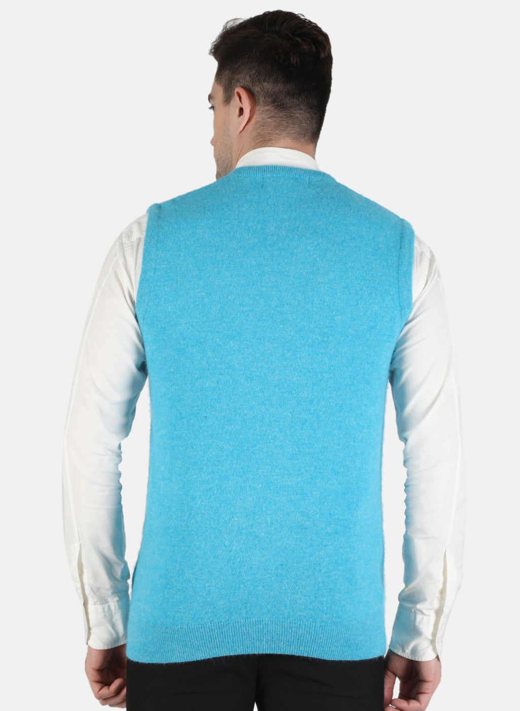 Men Blue Solid Sweater