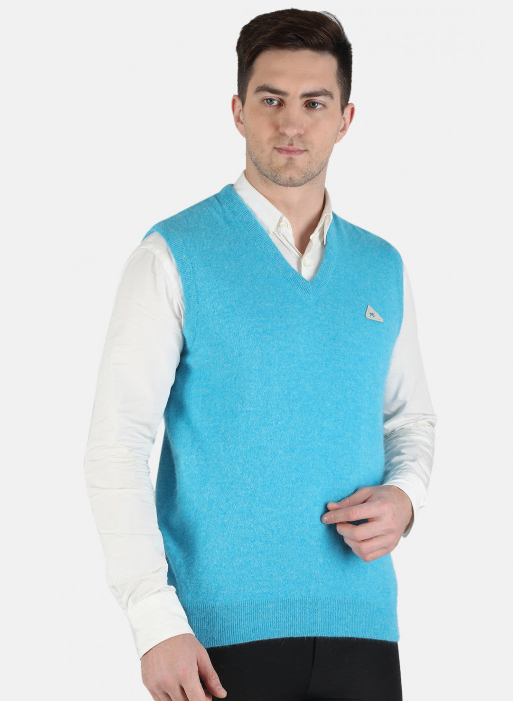 Men Blue Solid Sweater