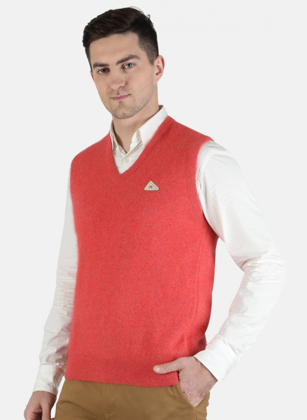 Men Red Solid Sweater