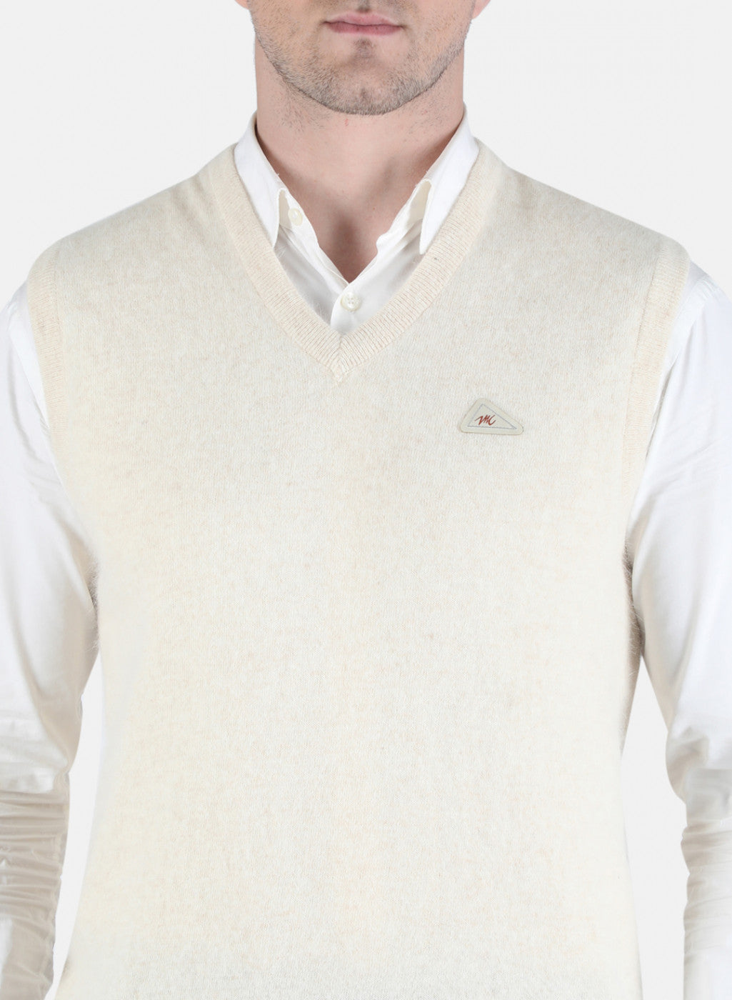 Men Cream Solid Sweater