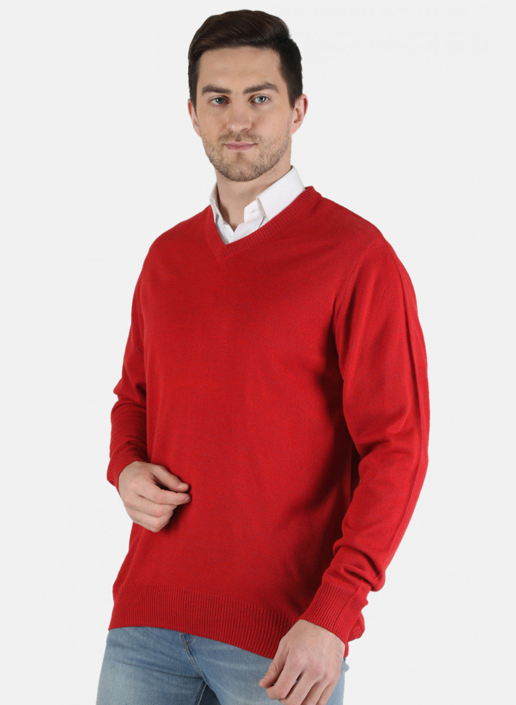 Men Red Solid Pullover