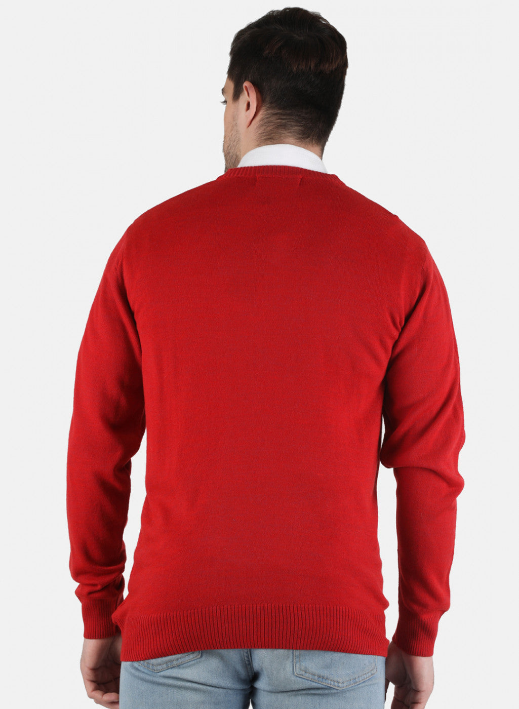 Men Red Solid Pullover