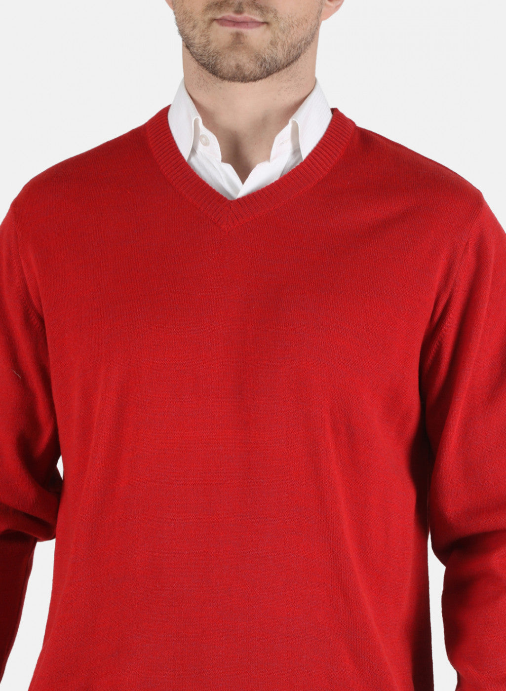 Men Red Solid Pullover