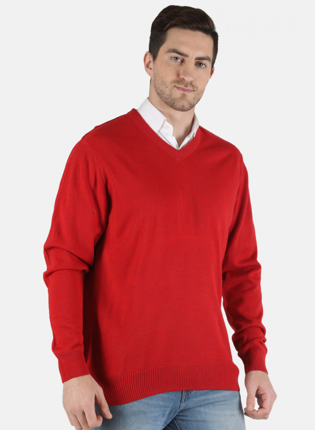Men Red Solid Pullover