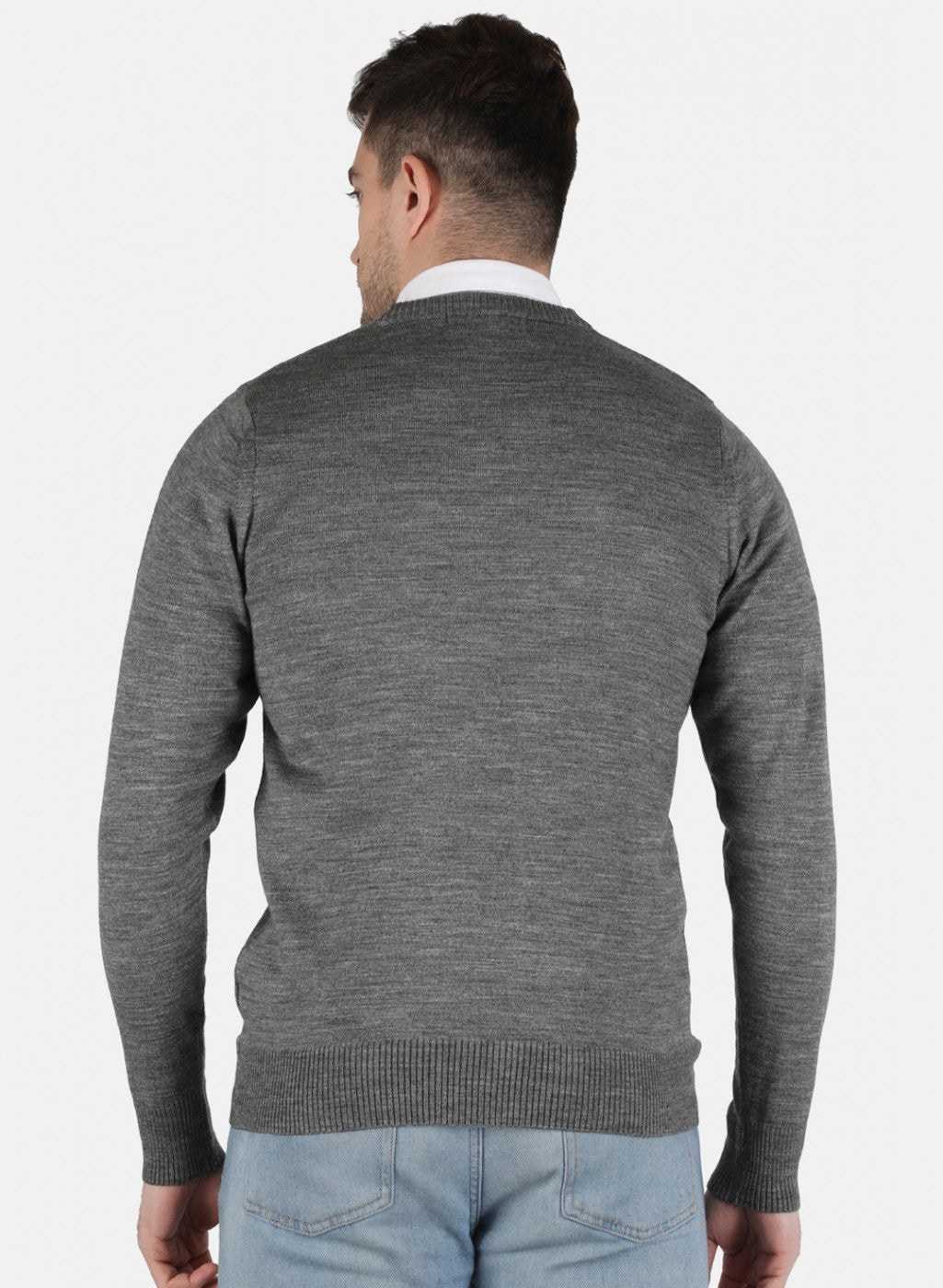 Men Grey Solid Pullover