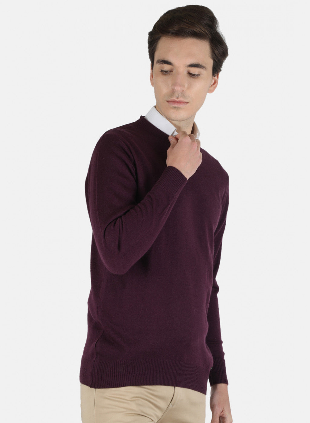 Men Purple Solid Pullover