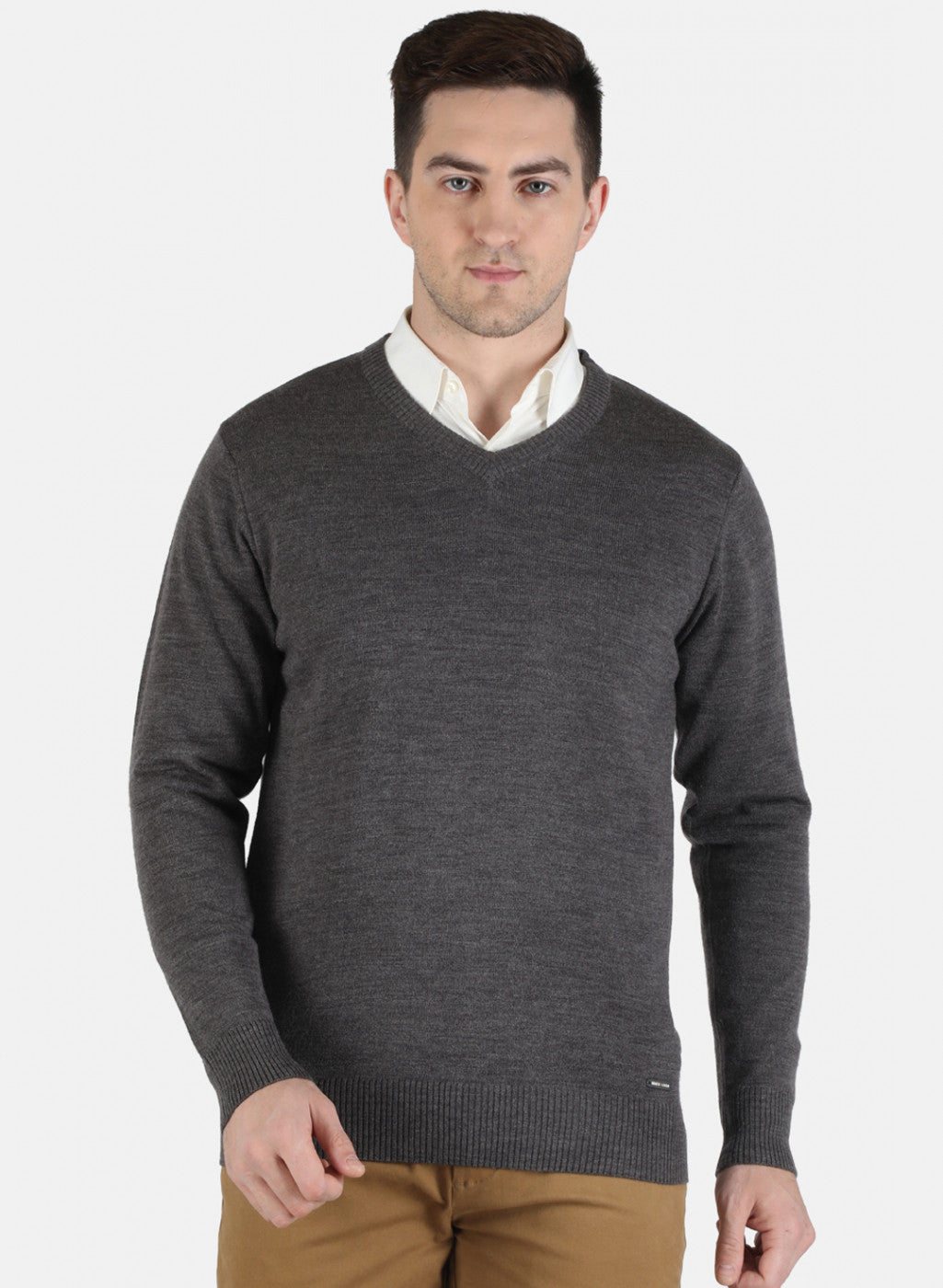 Men Grey Solid Pullover