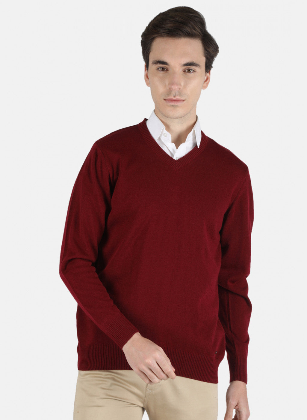 Men Maroon Solid Pullover