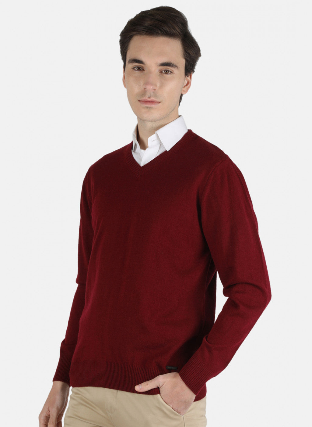 Men Maroon Solid Pullover