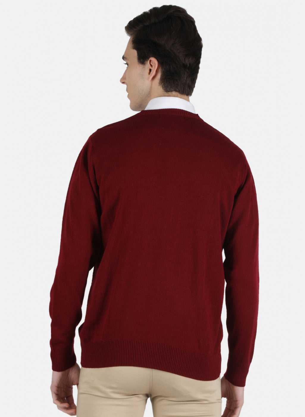 Men Maroon Solid Pullover