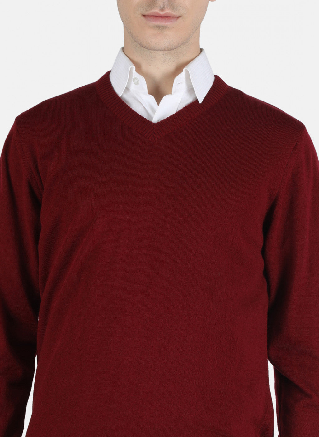 Men Maroon Solid Pullover