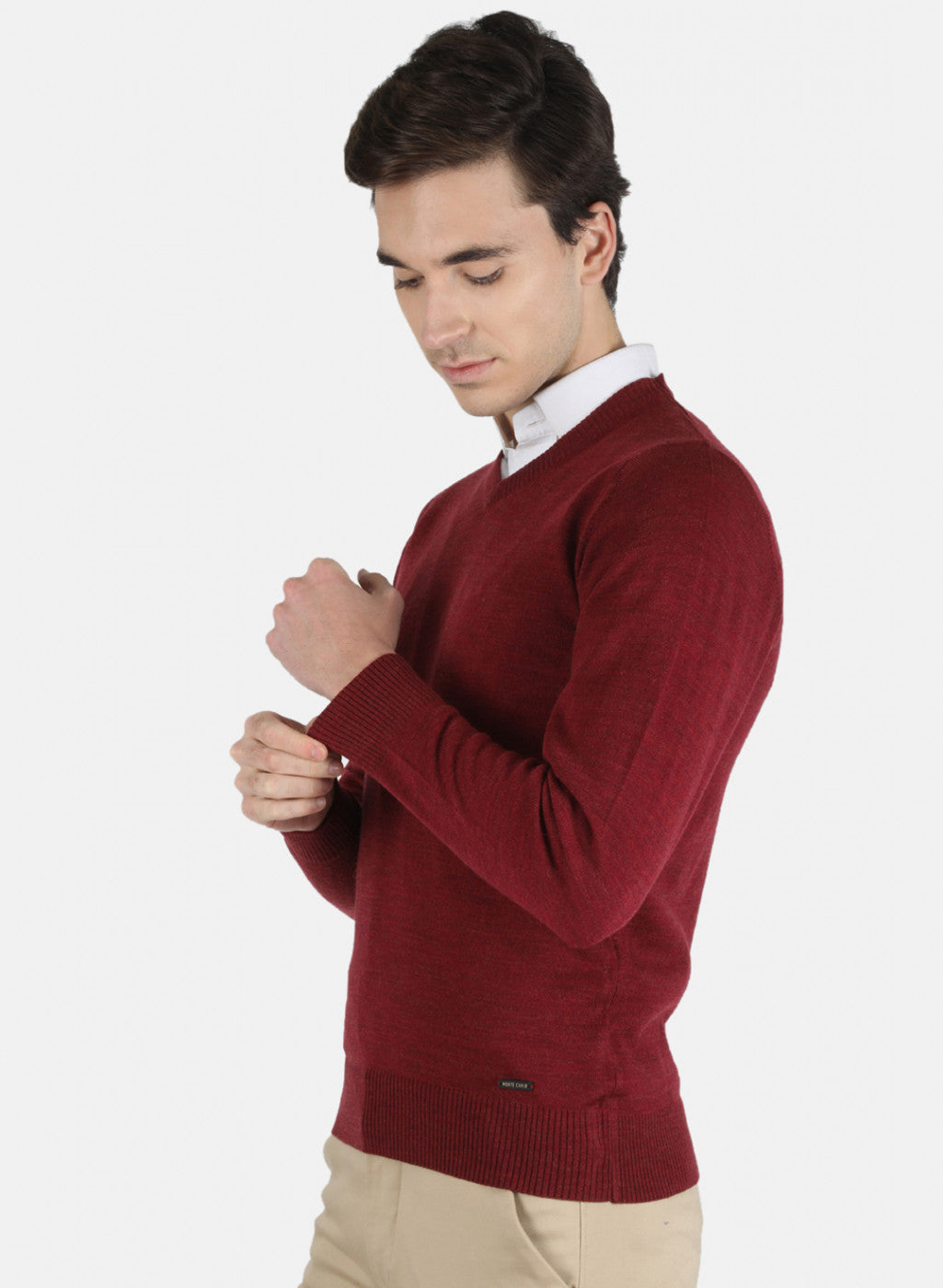 Men Maroon Solid Pullover