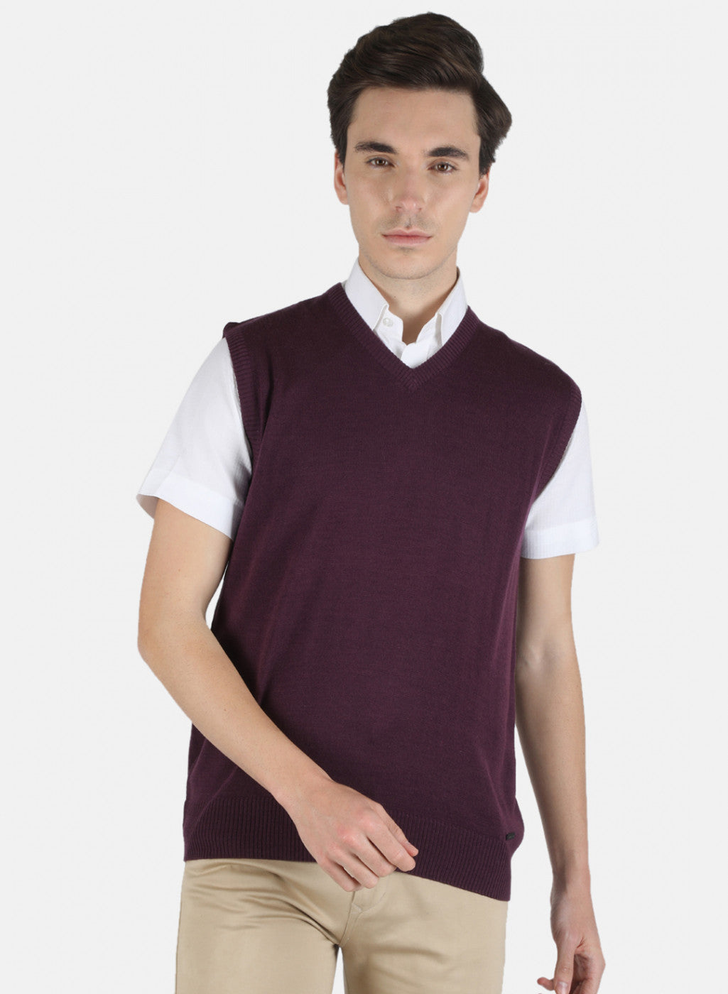 Men Purple Solid Sweater