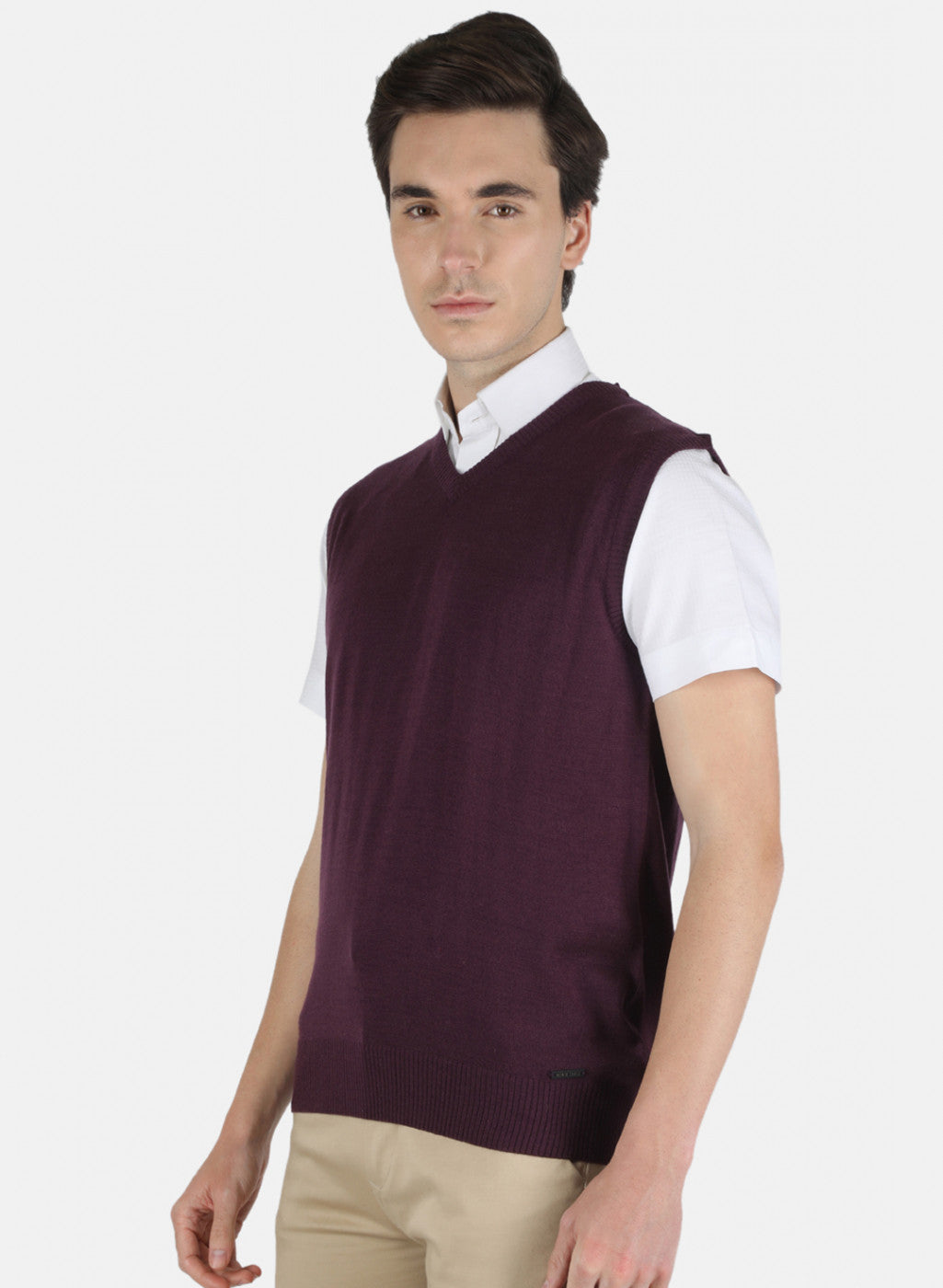 Men Purple Solid Sweater