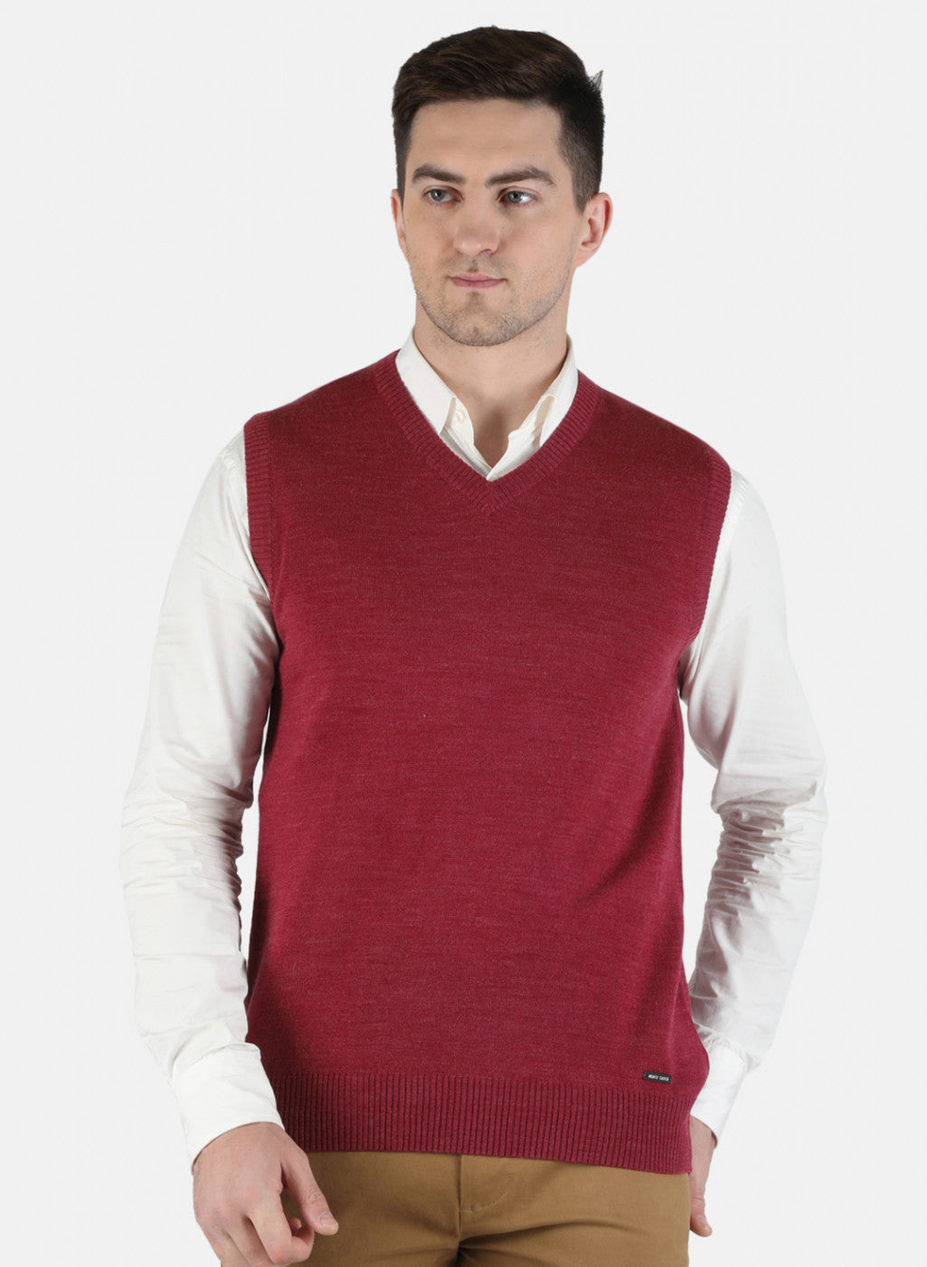Men Red Solid Sweater