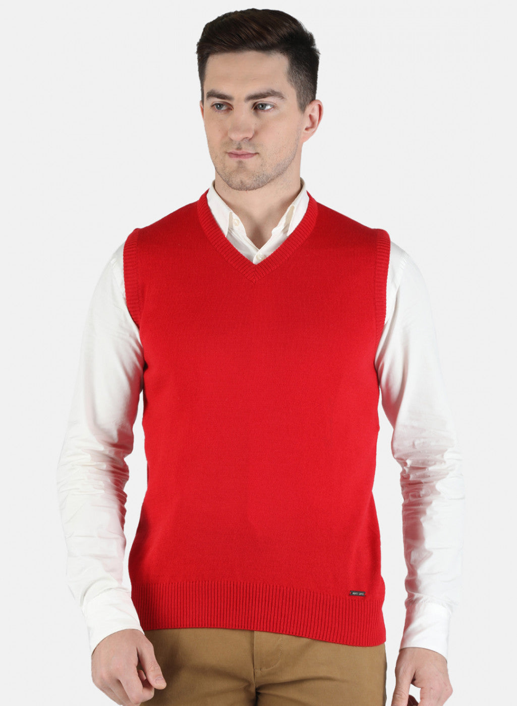 Men Red Solid Sweater