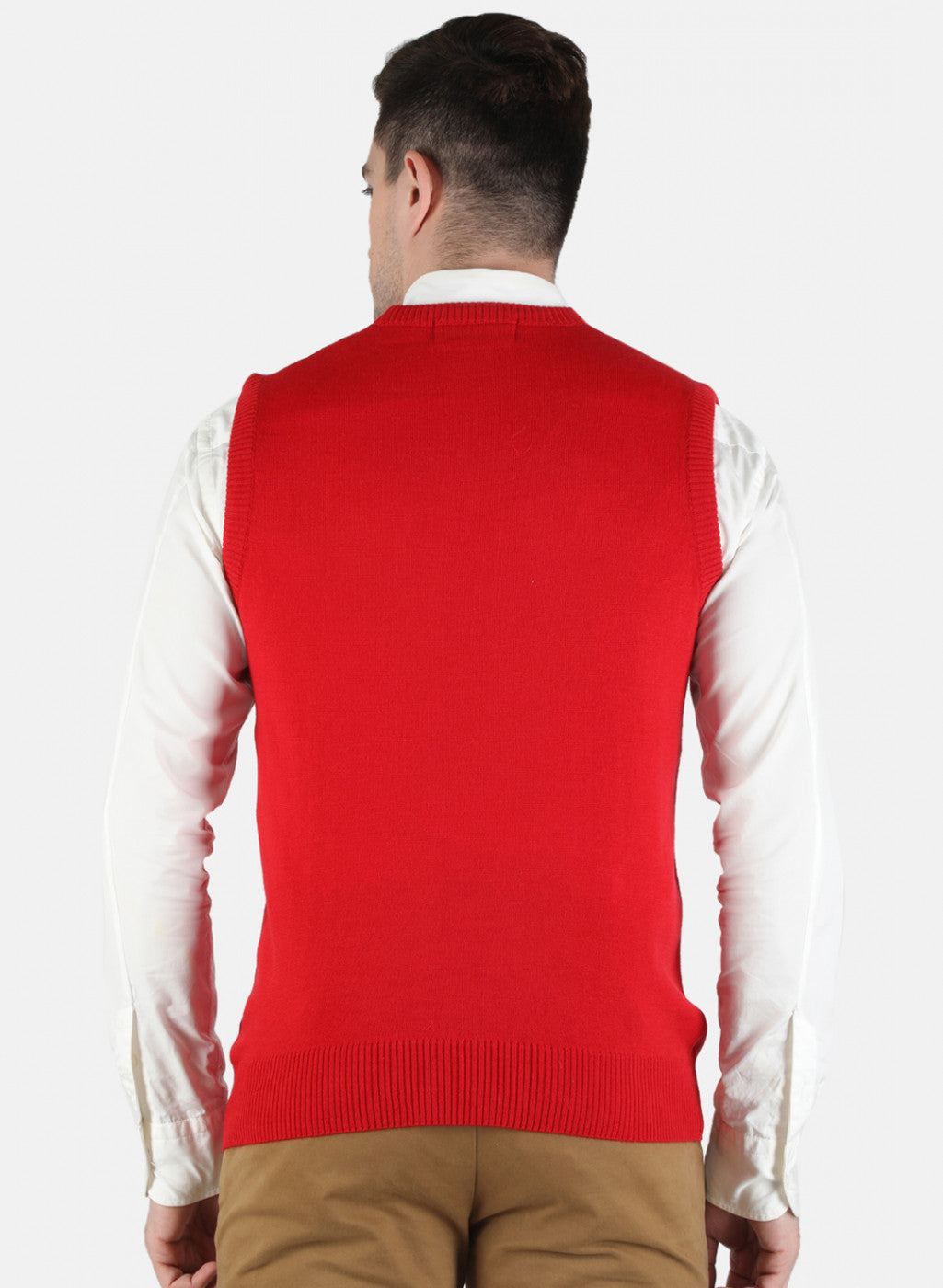 Men Red Solid Sweater