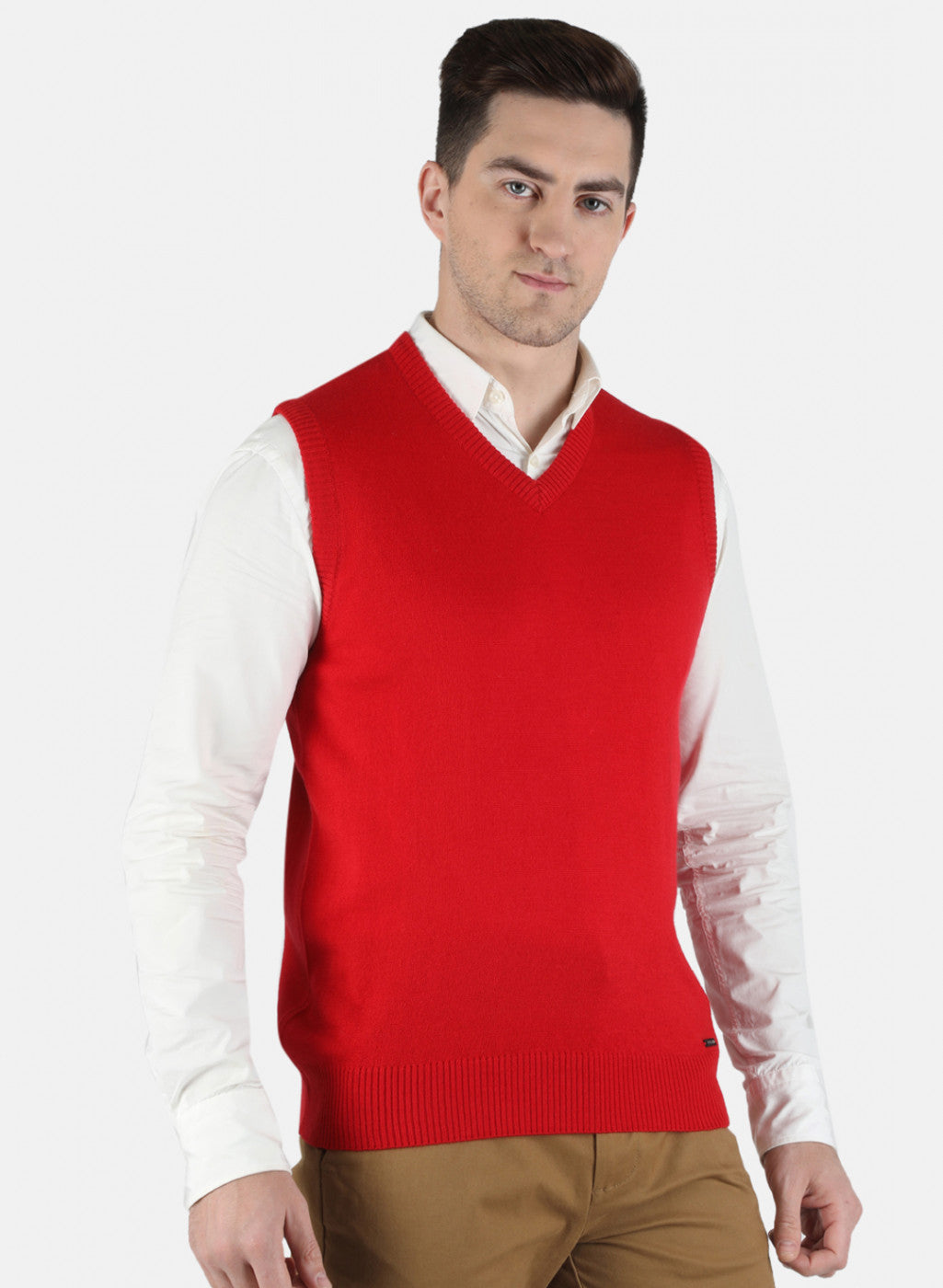 Men Red Solid Sweater