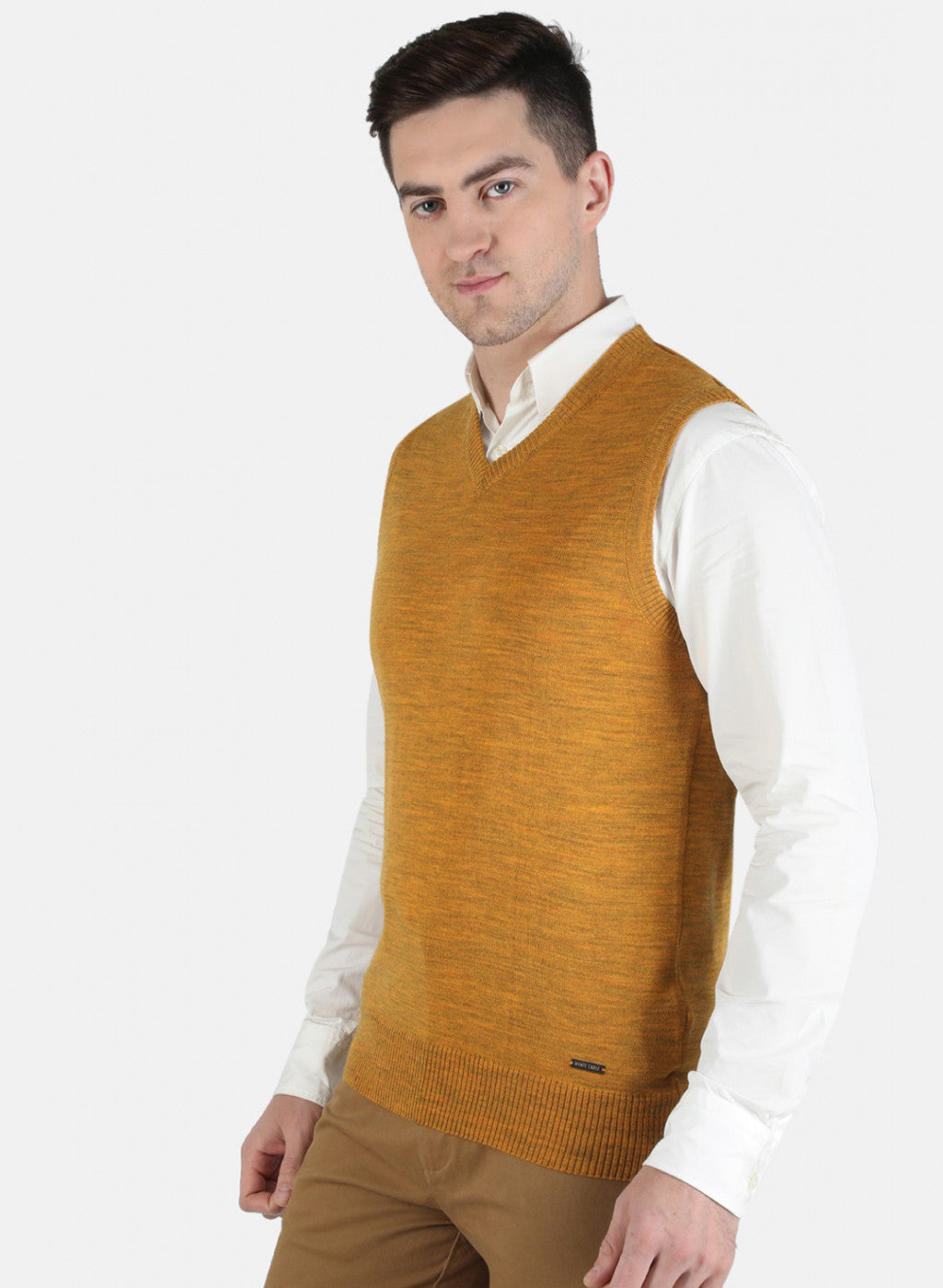Men Yellow Solid Sweater