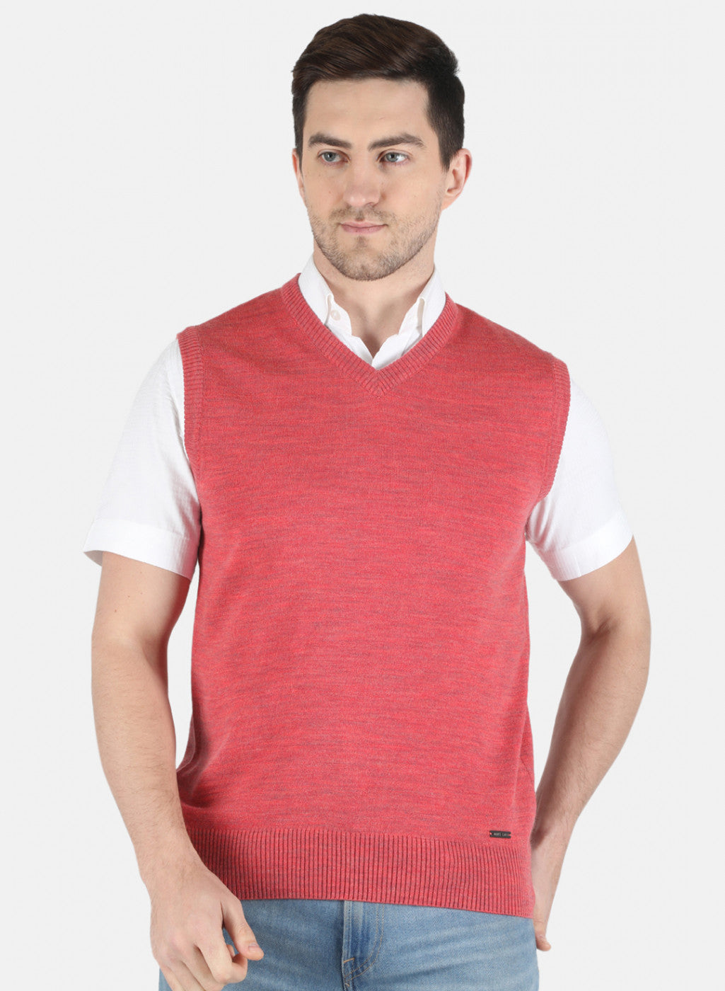 Men Light Red Solid Sweater