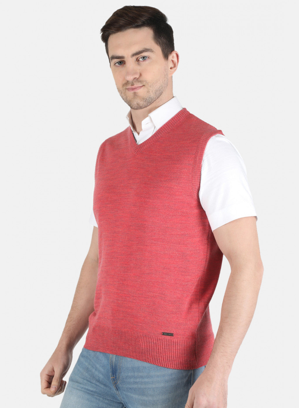 Men Light Red Solid Sweater
