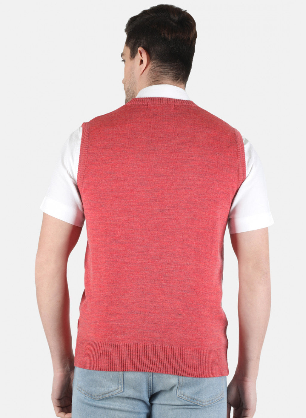 Men Light Red Solid Sweater