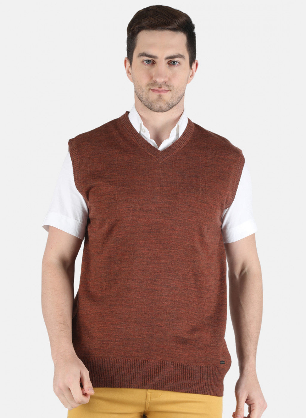 Men Brown Solid Sweater