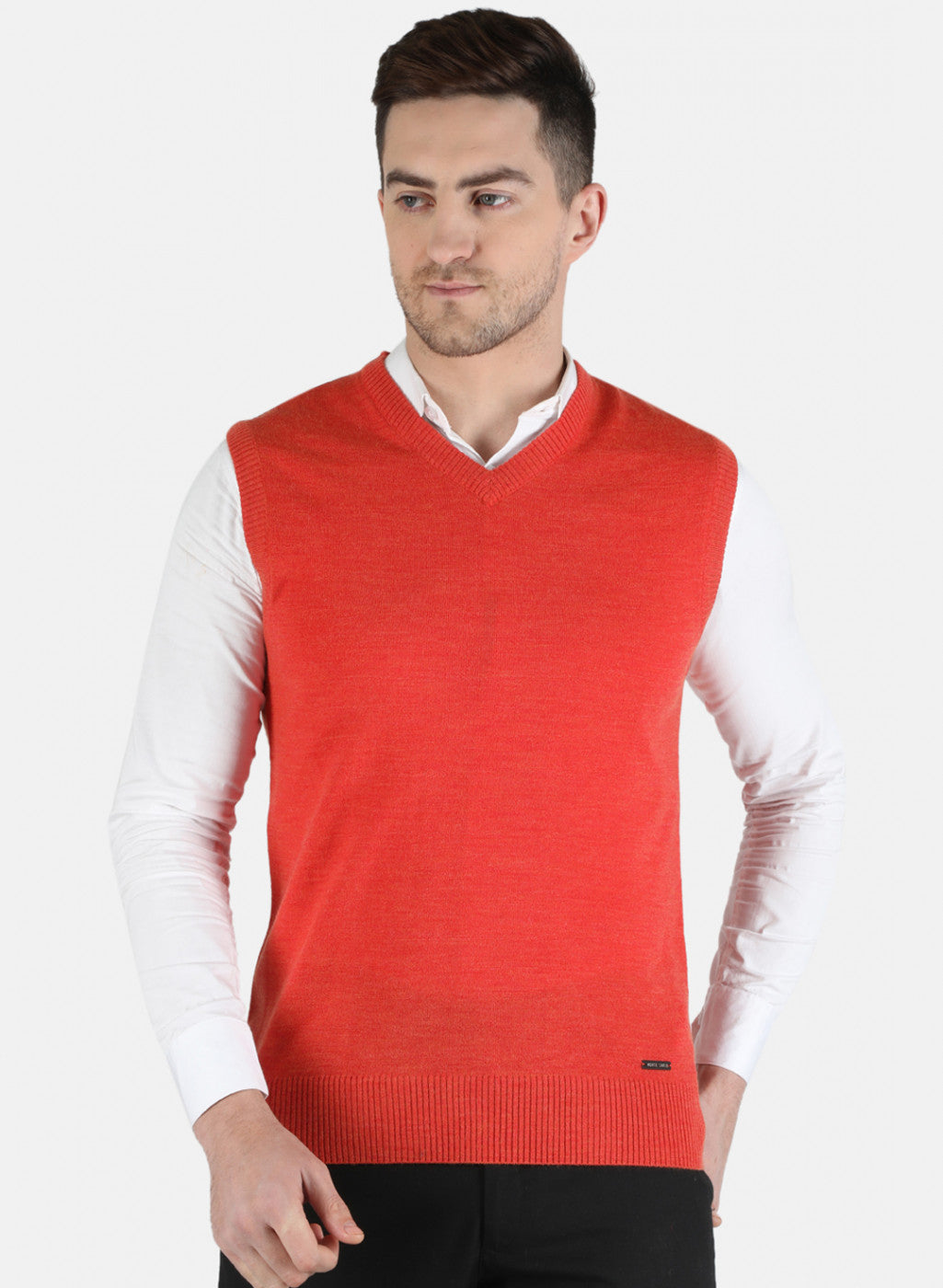 Men Orange Solid Sweater
