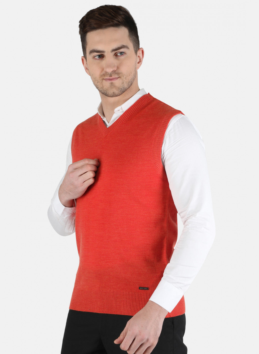 Men Orange Solid Sweater