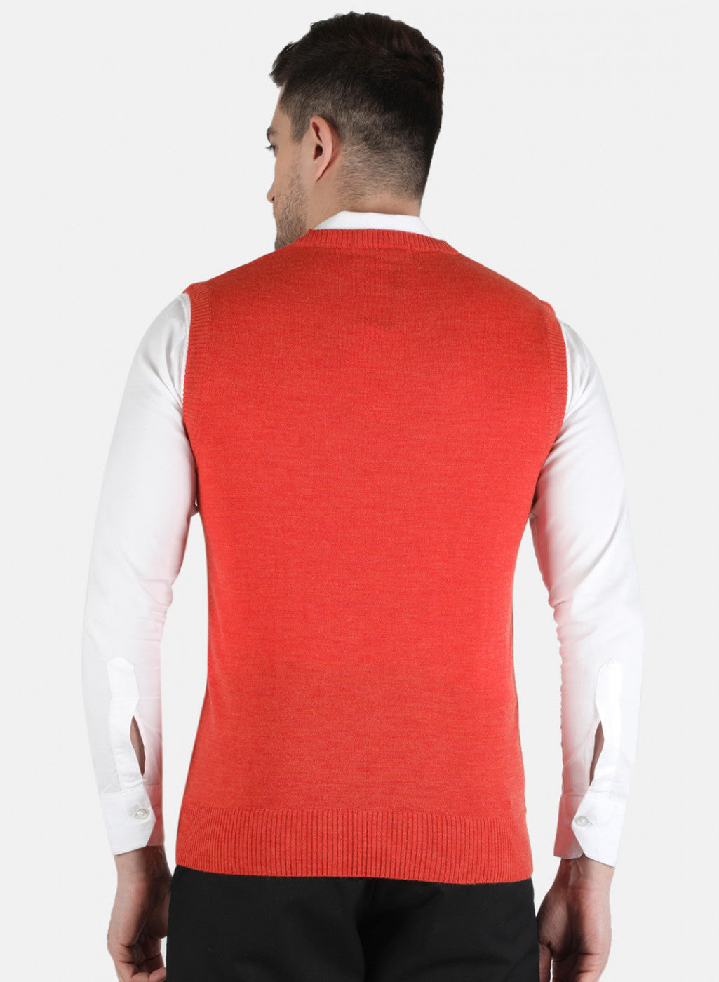 Men Orange Solid Sweater