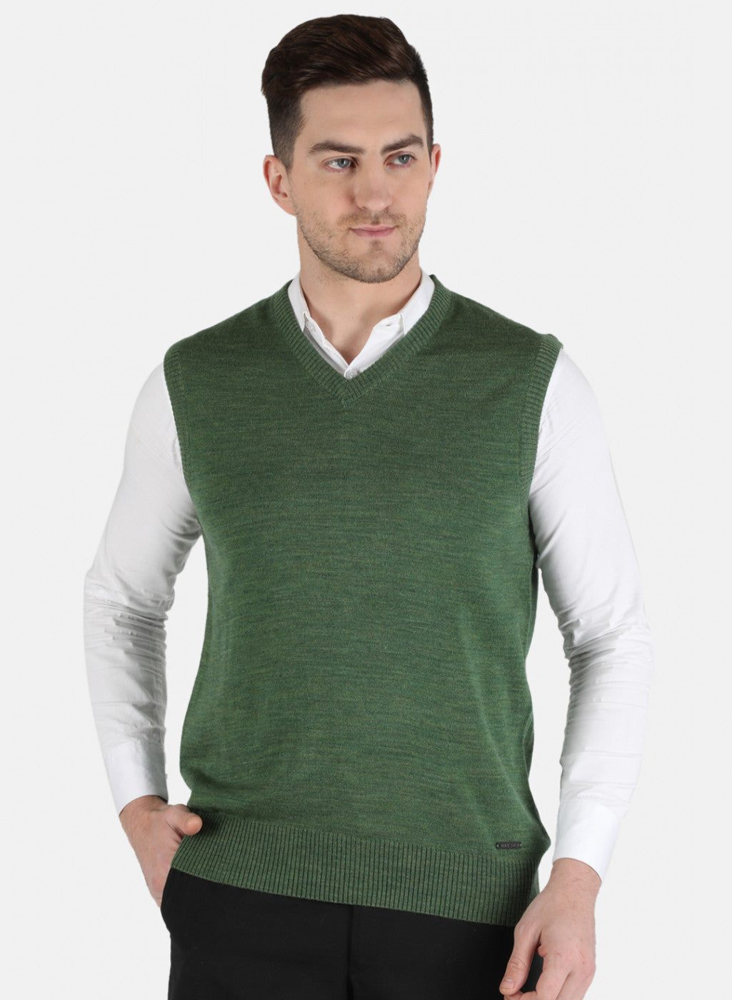 Men's Green Solid Sweater