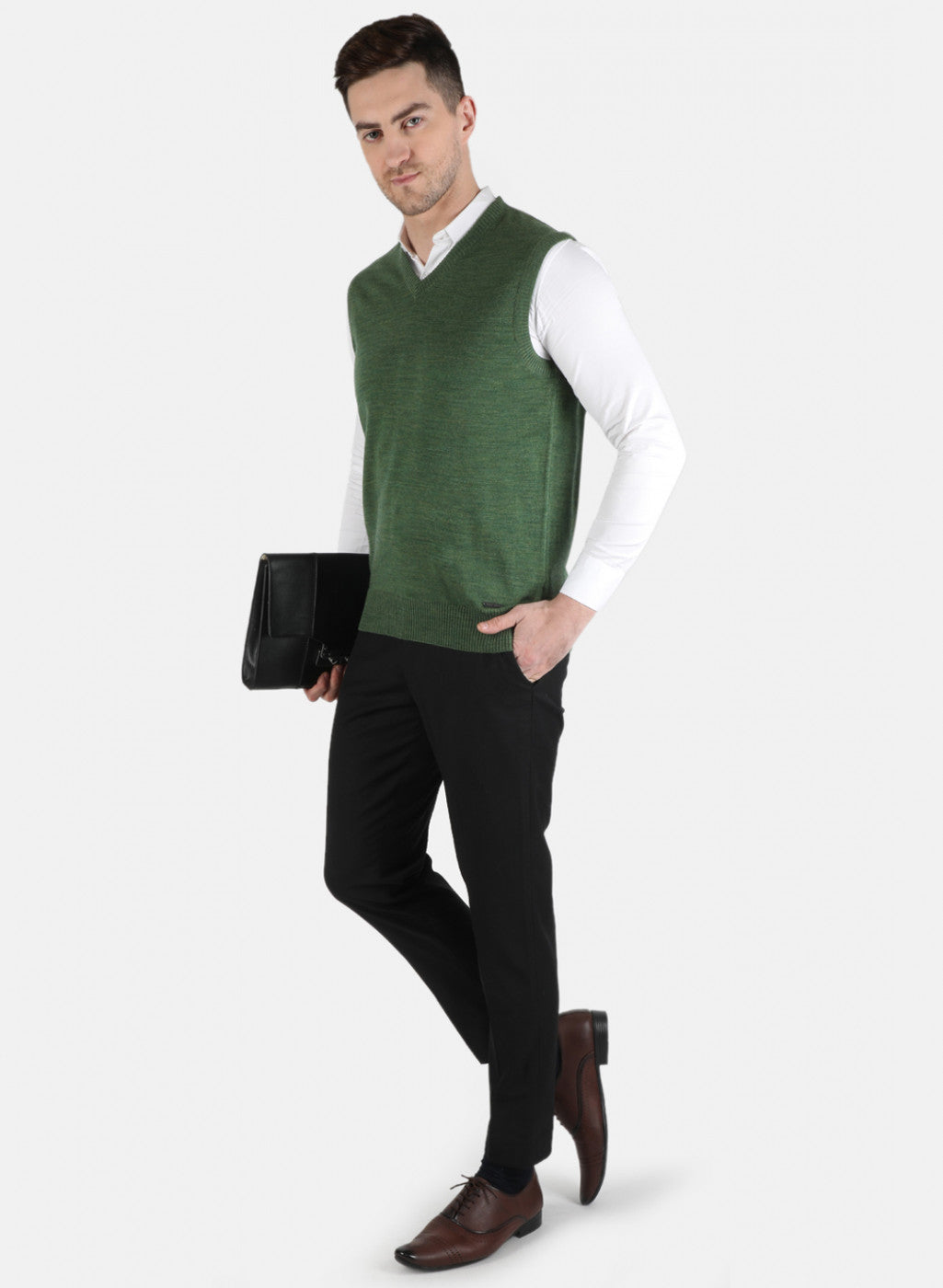 Men Green Solid Sweater