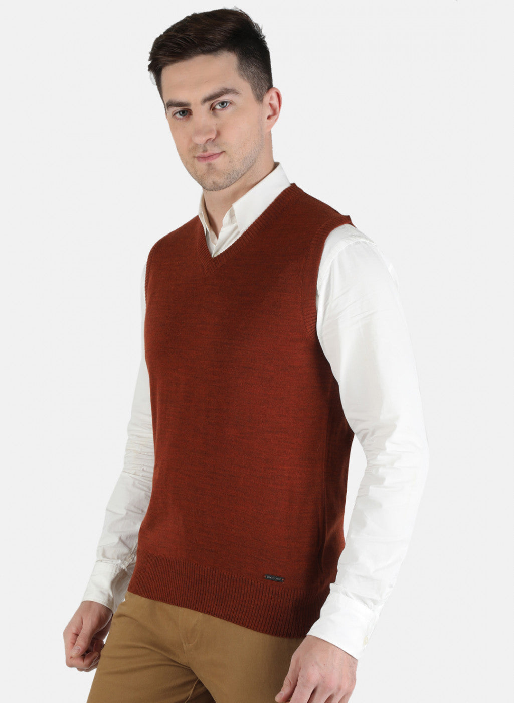 Men Brown Solid Sweater