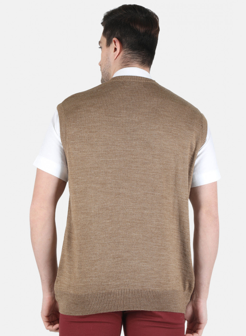 Men Khaki Solid Sweater
