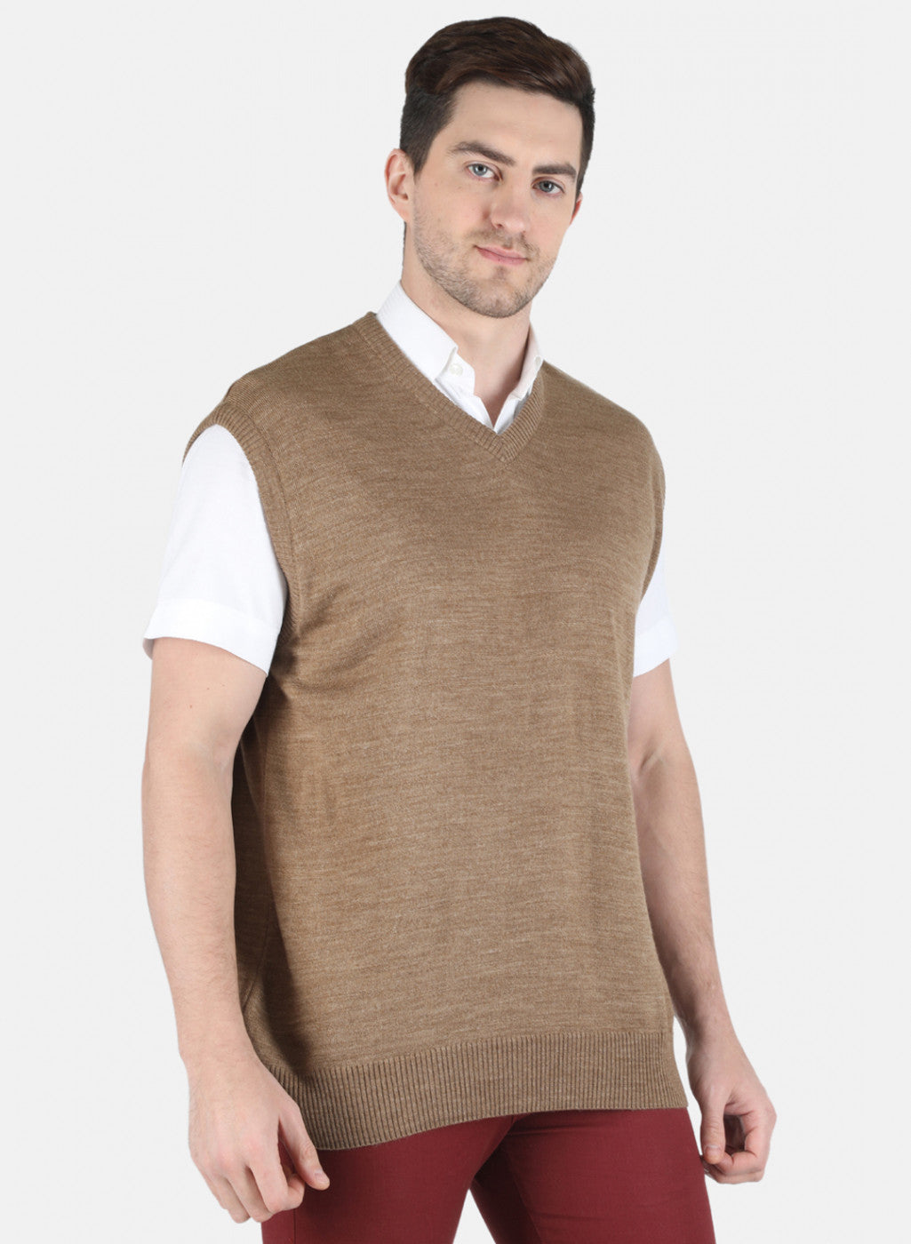 Men Khaki Solid Sweater