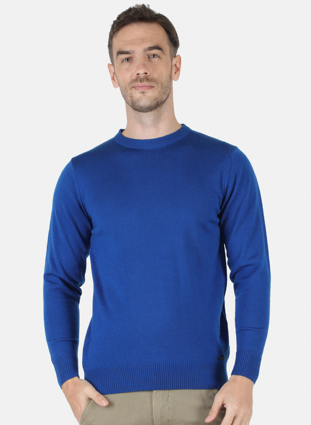 Men Blue Solid Pullover