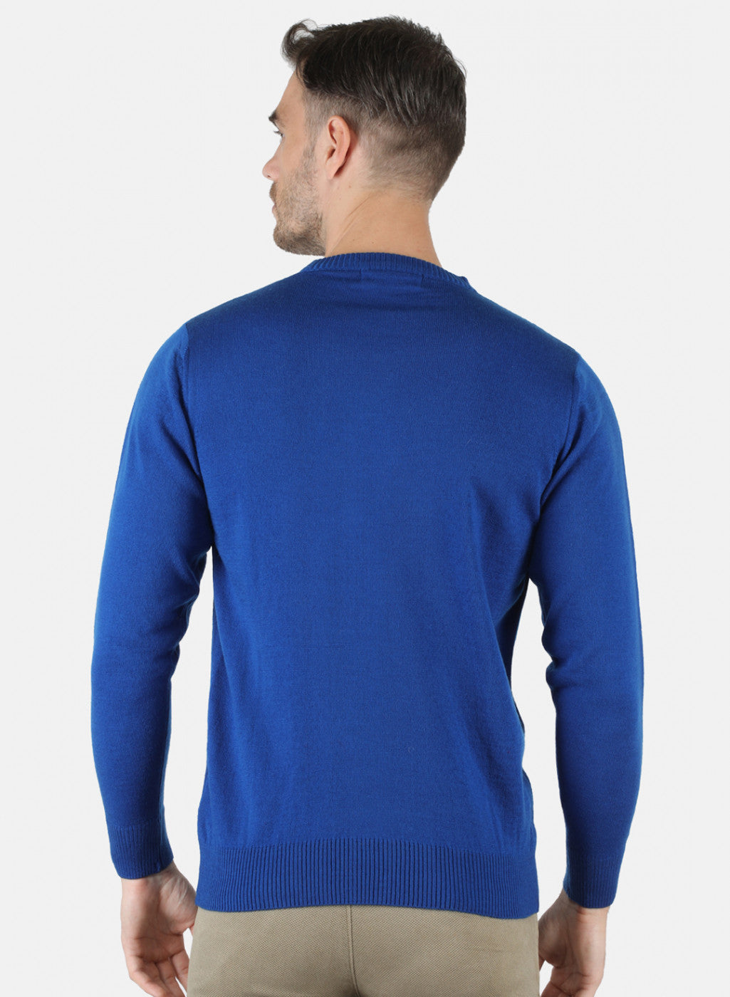 Men Blue Solid Pullover