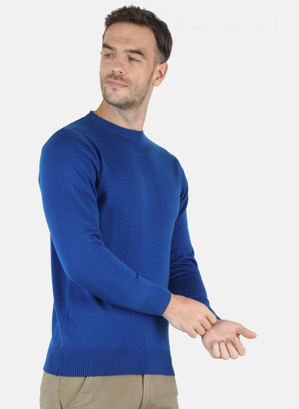 Men Blue Solid Pullover
