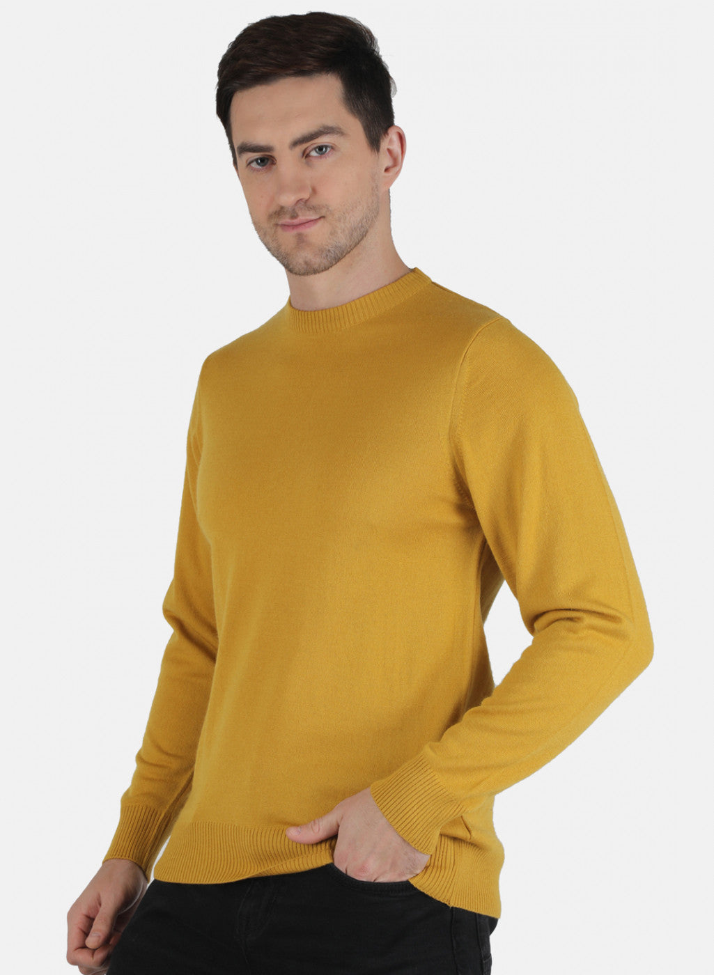 Men Yellow Solid Pullover
