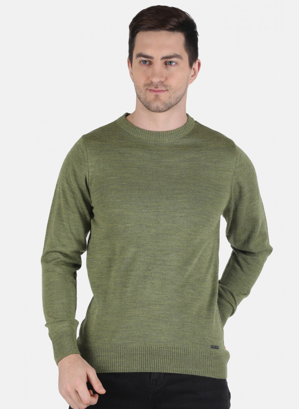 Men Olive Solid Pullover