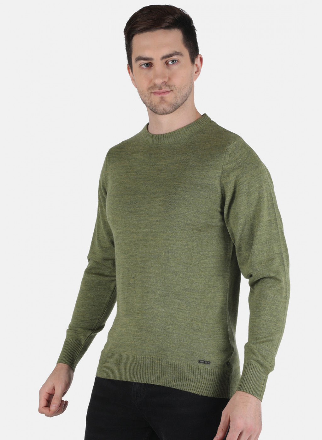 Men Olive Solid Pullover