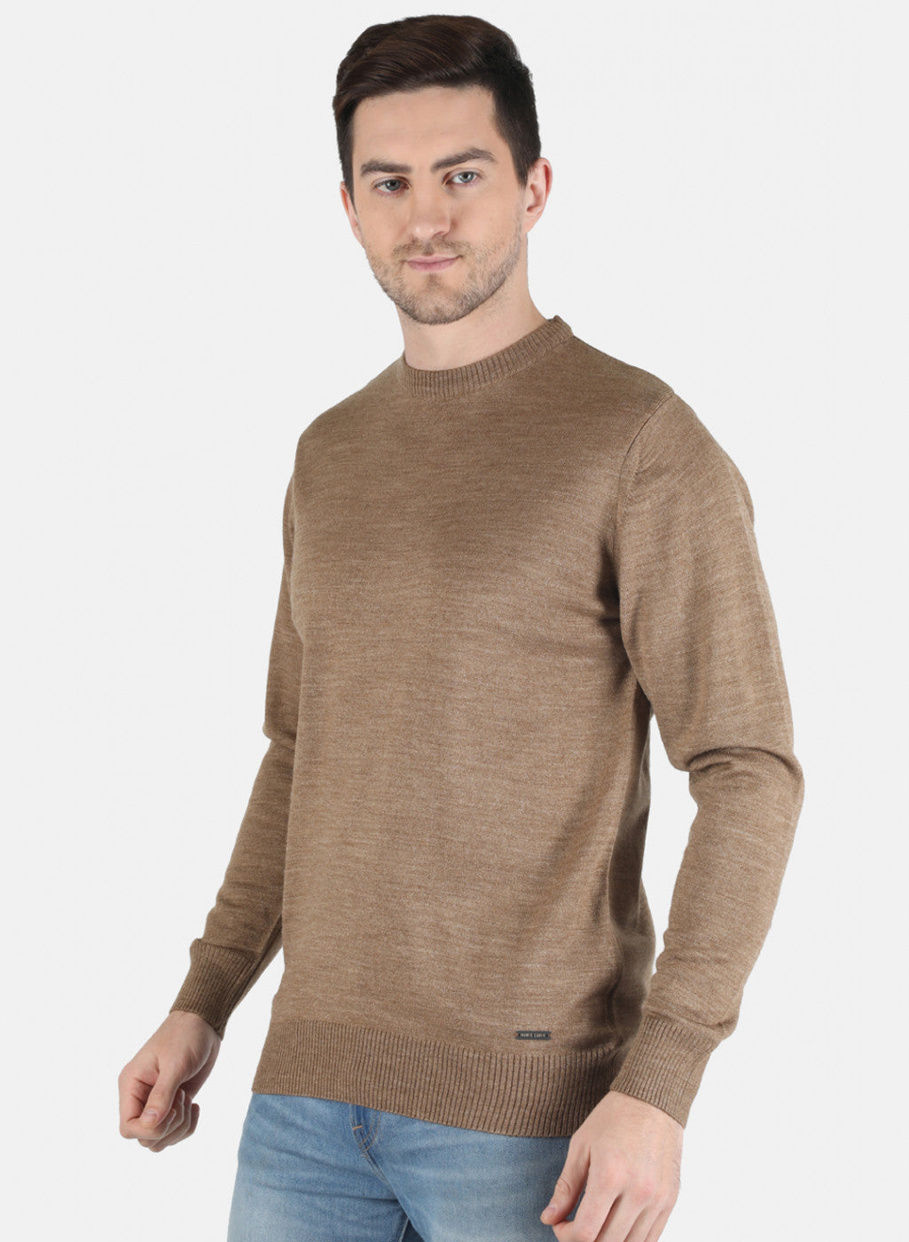 Men Khaki Solid Pullover