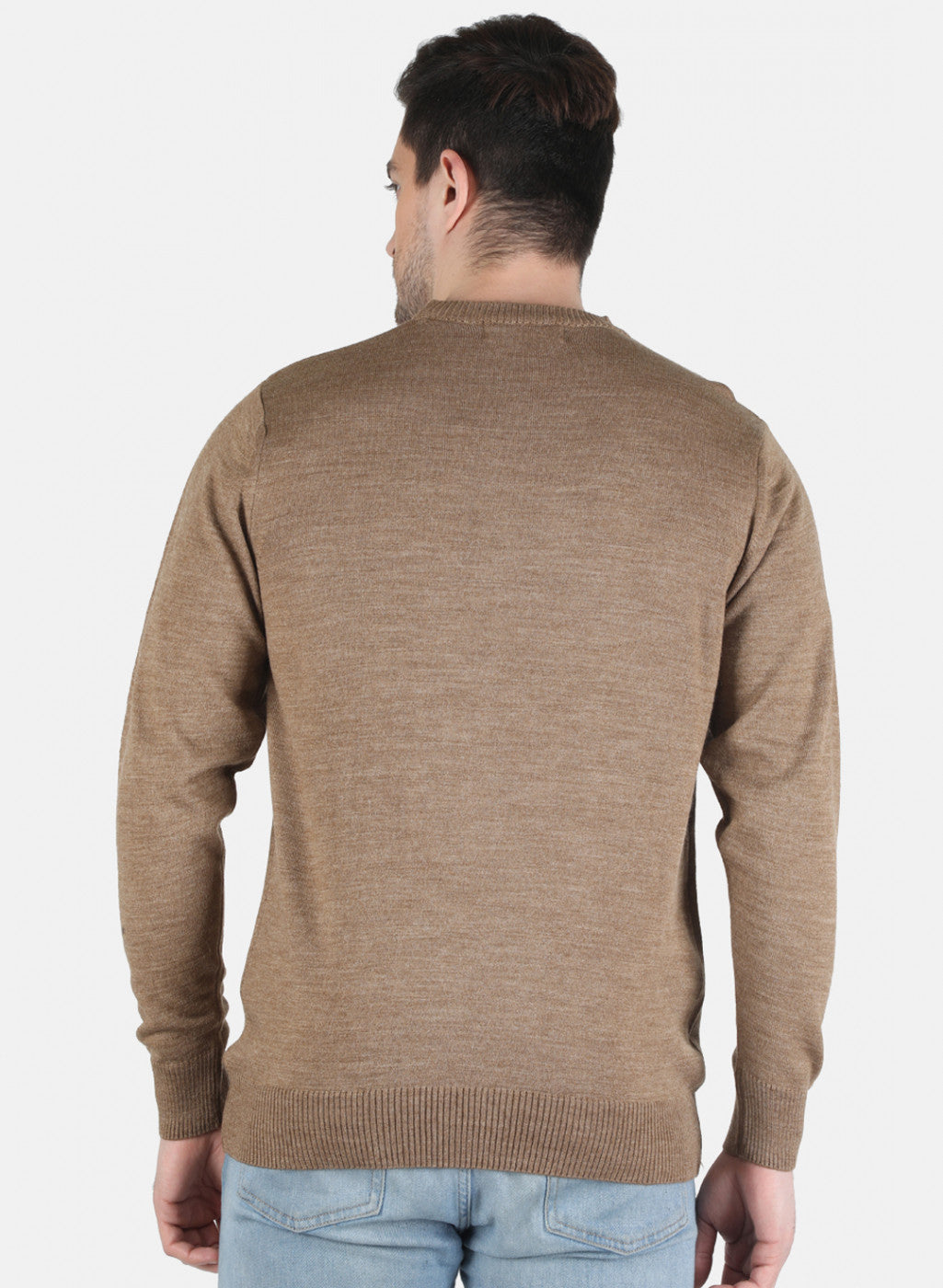Men Khaki Solid Pullover