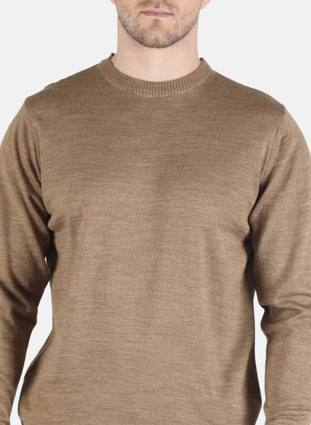Men Khaki Solid Pullover