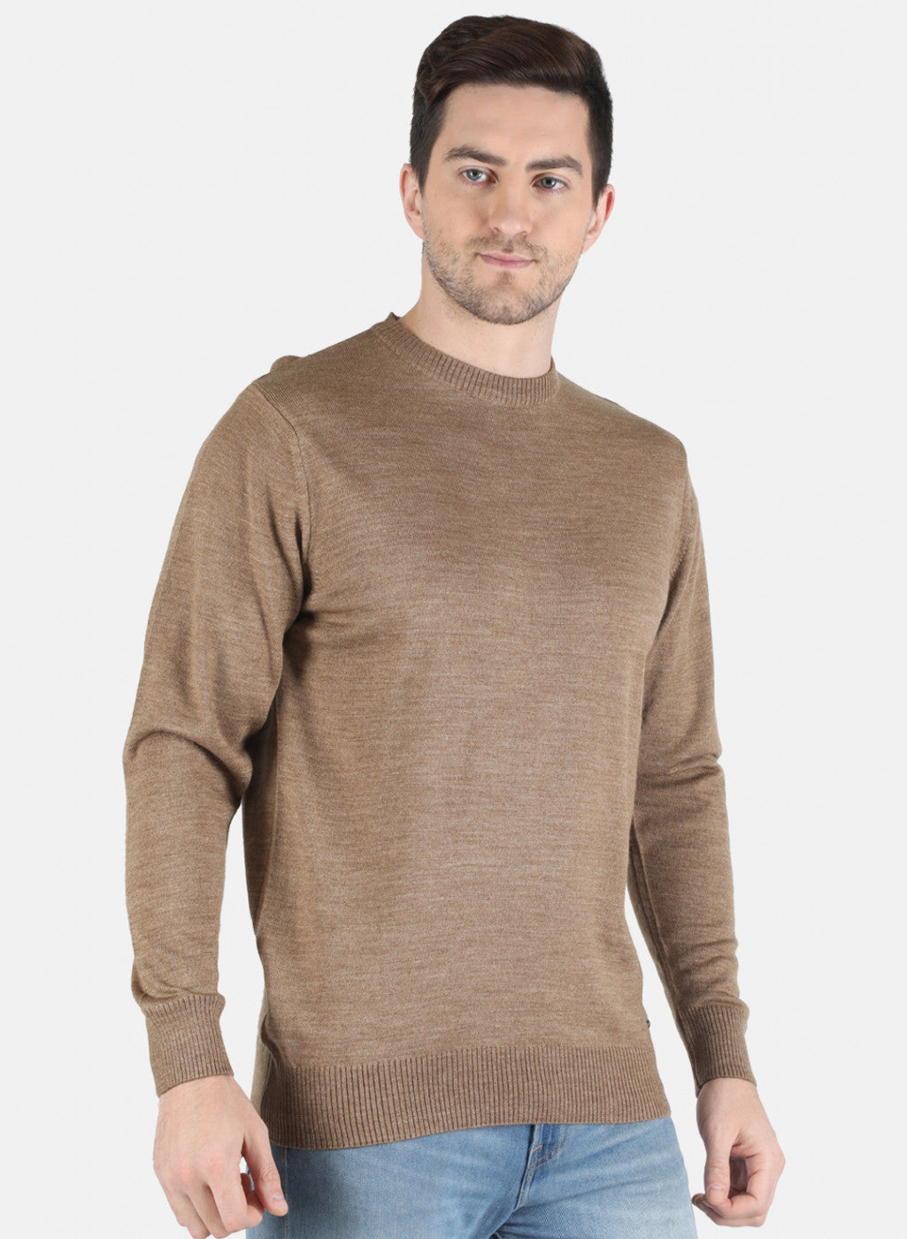 Men Khaki Solid Pullover