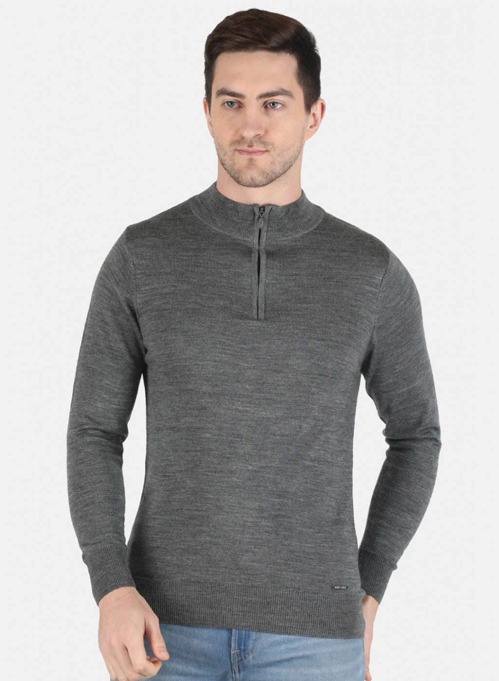 Men Grey Solid Pullover
