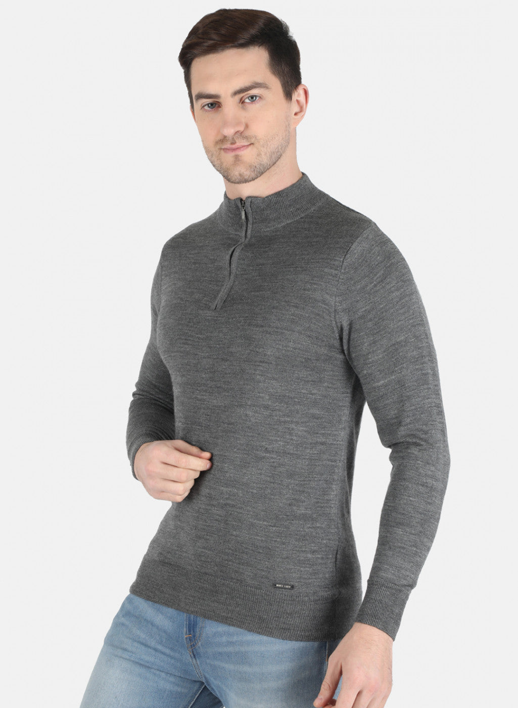 Men Grey Solid Pullover