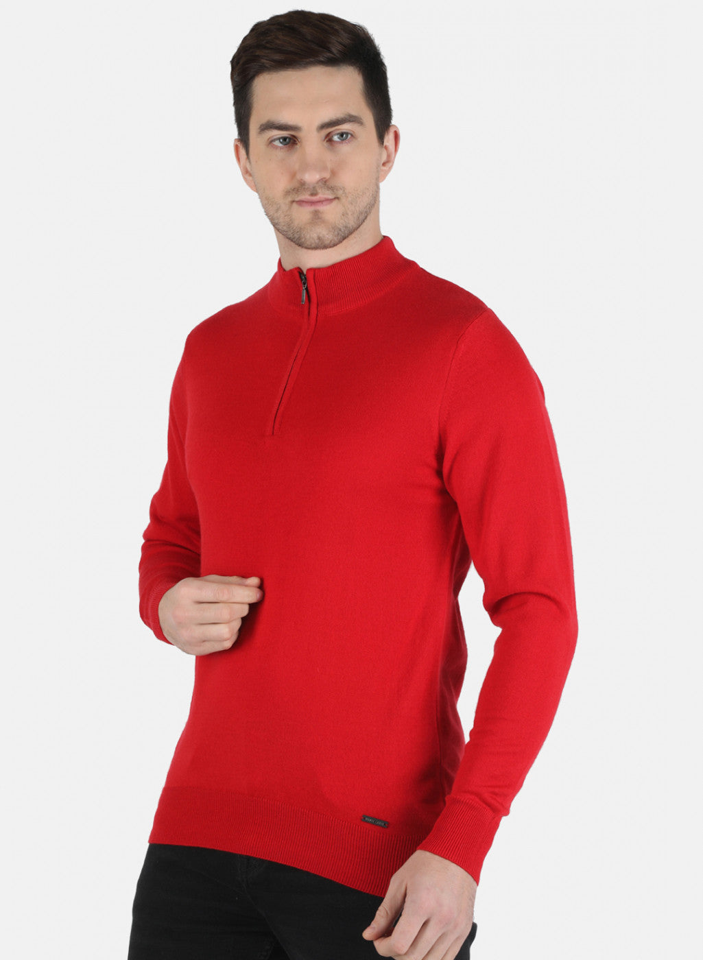 Men Red Solid Pullover