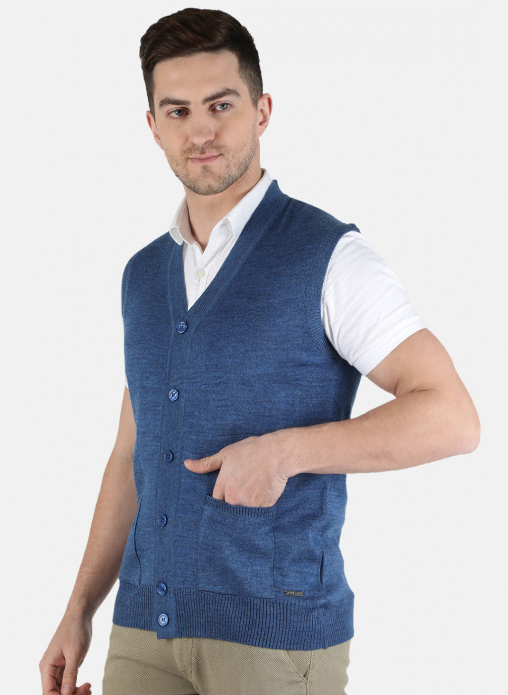 Men Blue Solid Cardigan